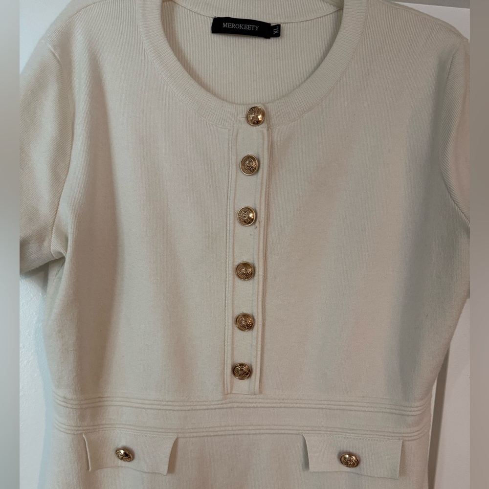 Chic Cream Button-Down Mini Dress - image 5